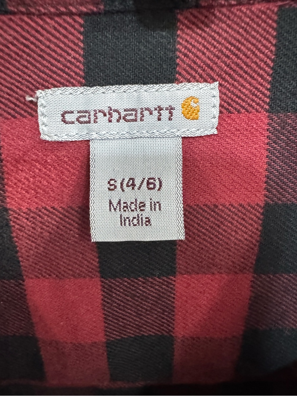 Carhartt Women’s Red Black Buffalo Plaid Flannel Button Front Shirt Size Small - Picture 7 of 11